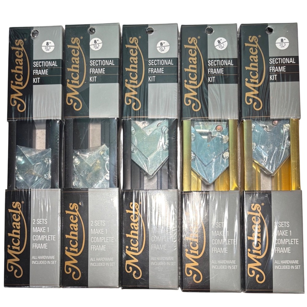 Michaels Sectional Frame Kit 5 Pack 8" Black Gold Metal DIY Custom Picture Frame